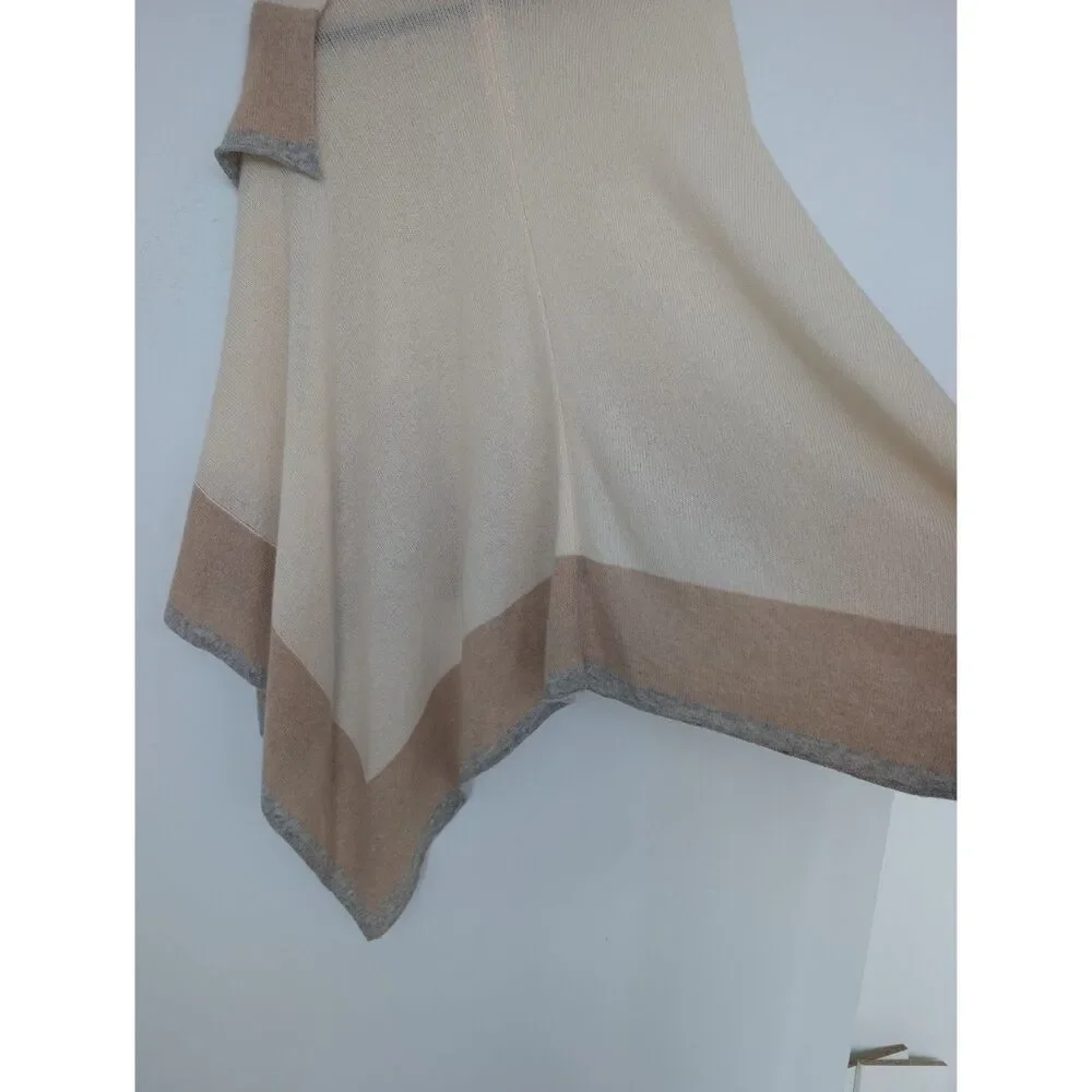 J. McLaughlin Cashmere Colorblock Poncho Shawl Wrap Kimono Cardigan One Size - Picture 7 of 16